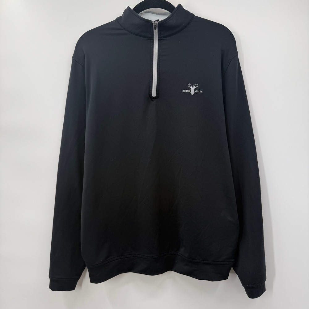 Peter Millar Mens Size Medium 1/4 Zip Pullover Black Boone Valley Wicking Golf